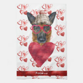 Custom Dog Lover Valentine Geschenk Deutscher Schä Geschirrtuch (Vertikal)