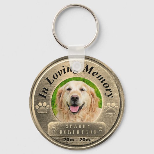 Custom Dog Memorial Gold Schlüsselanhänger (Vorderseite)