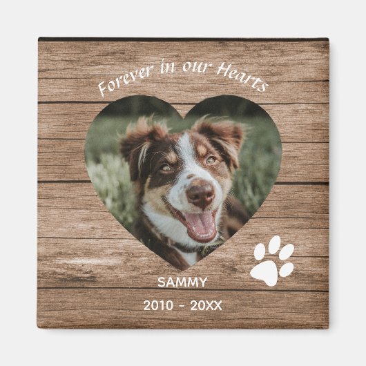 Custom Dog Memorial Rustic Wood & Foto Magnet (Vorne)