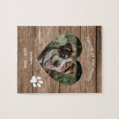 Custom Dog Memorial Rustic Wood & Foto Puzzle (Horizontal)