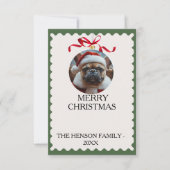 Custom Dog Merry Christmas Photo Card Einladung (Vorderseite)