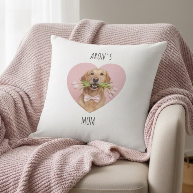Custom Dog Mom | Personalized Pet Photo Heart Kissen (Von Creator hochgeladen)