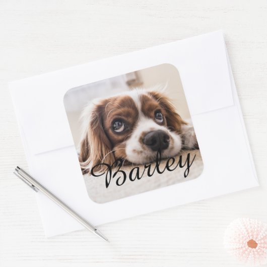 Custom Dog Name Design – Personalized Dog Lover Gi Quadratischer Aufkleber (Umschlag)