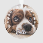Custom Dog Name Foto Schneeflocken Weihnachten Ornament (Rückseite)