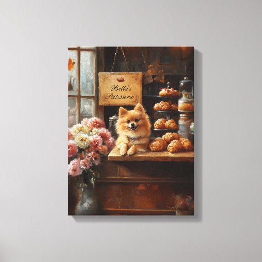 Custom Dog Name French Bakery Spitz Dog Leinwanddruck (Vorderseite)