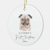 Custom Dog Name Mops Lover Mein erstes Weihnachtsf Keramik Ornament (Links)