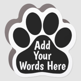 Custom Dog Paw Print Car Magnet - Weiß auf Schwarz