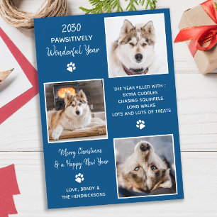 Custom Dog Pet Foto Jahr der Überprüfung Weihnacht Feiertagskarte
