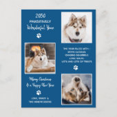 Custom Dog Pet Foto Jahr in Überprüfung Weihnachts Postkarte (Vorderseite)