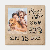 Custom Dog Pet Foto Rustikale Save the Date Hochze Magnet (Vorne)
