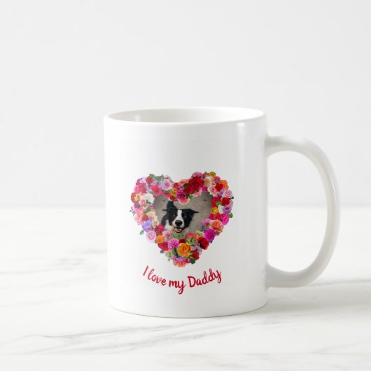 Custom Dog / Pet Foto Vatertag Rose Herz Kaffeetasse (Rechts)
