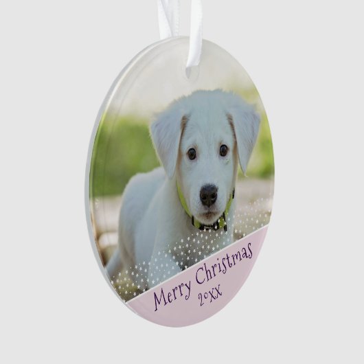 Custom Dog Pet Foto Weihnachten Pink Keepake Ornament (Vorderseite)