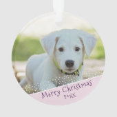 Custom Dog Pet Foto Weihnachten Pink Keepake Ornament (Rückseite)