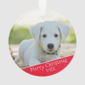 Custom Dog Pet Foto Weihnachtsfeiertag Keepake Ornament (Rückseite)