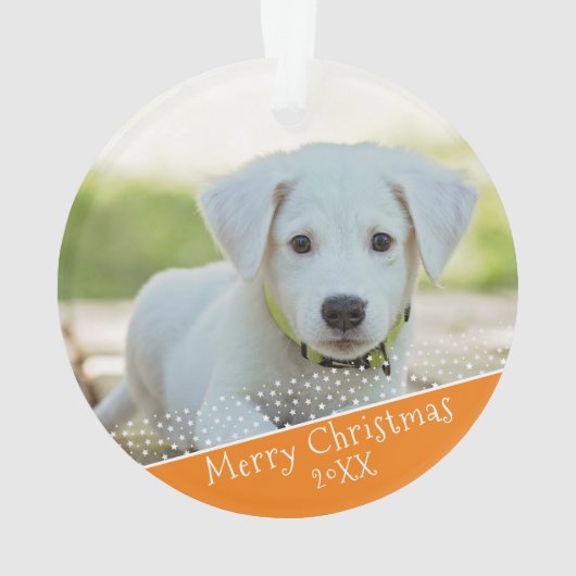 Custom Dog Pet Orange Foto Weihnachtskuchen Ornament (Rückseite)