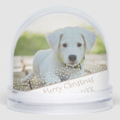 Custom Dog Pet Photo Christmas Holiday Keepsake Schneekugeln (Vorderseite)