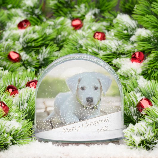 Custom Dog Pet Photo Christmas Holiday Keepsake Schneekugeln (Weihnachten)