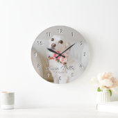 Custom Dog Pet Photo White Numbers Large Clock Große Wanduhr (Zuhause)