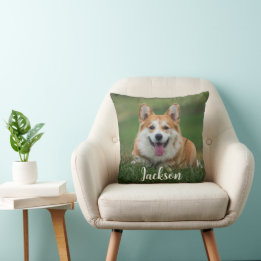 Custom Dog Photo and Name Kissen