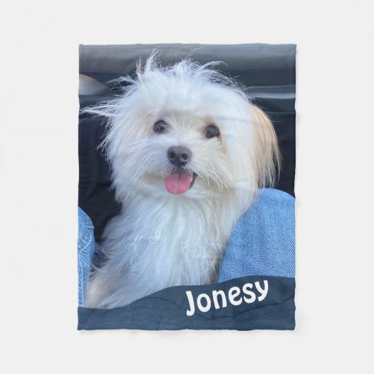 Custom Dog Photo Blanket with Pet's Name  Fleecedecke (Vorderseite)