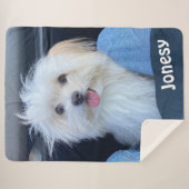 Custom Dog Photo Blanket with Pet's Name  Sherpadecke (Vorderseite (Horizontal))