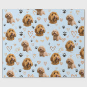 Custom Dog Photo Blue Valentine  Geschenkpapier (Flach)