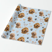 Custom Dog Photo Blue Valentine  Geschenkpapier (Ungerollt)