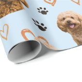 Custom Dog Photo Blue Valentine  Geschenkpapier (Rolleneckpunkt)