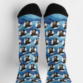 Custom Dog Photo Coastal and Moody Blues Socken (Oben)