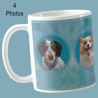 Custom Dog Photo Collage I Blue Watercolor Pet Kaffeetasse