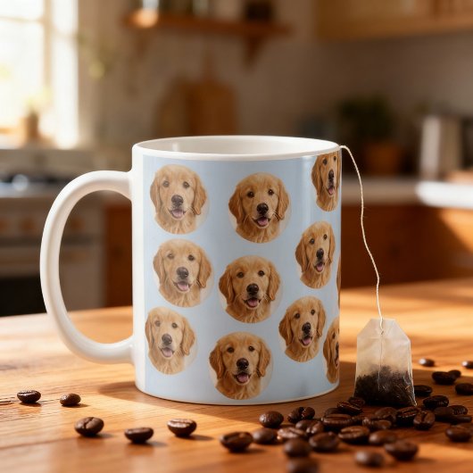 Custom Dog Photo | Cute Personalized Light Blue  Kaffeetasse