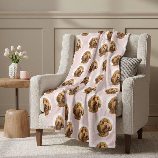 Custom Dog Photo | Cute Pink Pet Fleecedecke