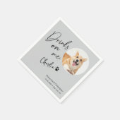 Custom Dog Photo Drinks on Me Fun Wedding Serviette (Ecke)