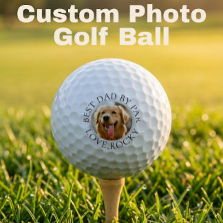 Custom Dog Photo Golf Ball – Best Dad By Par