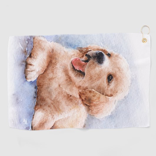 Custom Dog Photo Pet Cute Golfer  Golfhandtuch (Horizontal)