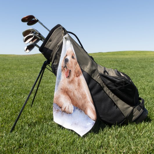 Custom Dog Photo Pet Cute Golfer  Golfhandtuch (Gras)