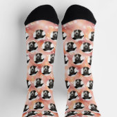 Custom Dog Photo Sunset Glow Warm Orange and Blush Socken (Oben)