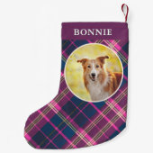 Custom Dog Photo Tartan Plaid Patterned Pet Decor Kleiner Weihnachtsstrumpf (Rückseite)