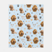 Custom Dog Photo with Hearts Blue Fleecedecke (Vorderseite)