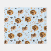 Custom Dog Photo with Hearts Blue Fleecedecke (Vorderseite (Horizontal))