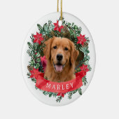 Custom Dog Photo with Name Wreath Keramik Ornament (Rechts)