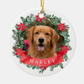 Custom Dog Photo with Name Wreath Keramik Ornament (Vorne)