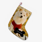 Custom Dog Photo with Personalized Name Kleiner Weihnachtsstrumpf (Vorderansicht (hängend))