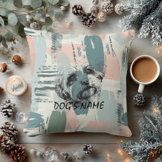 Custom Dog Portrait Abstract Brushstroke Pillow Kissen