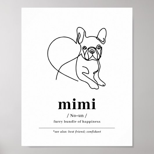 Custom Dog Portrait French Bulldog Line Art Poster (Vorne)