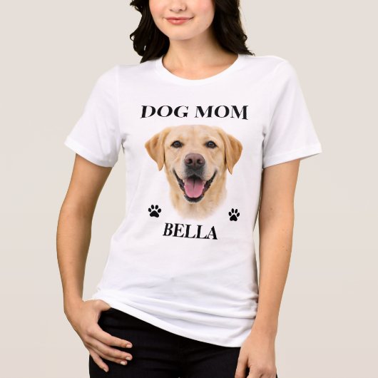 Custom Dog Portrait Gift for Her | Personalized Tri-Blend Shirt (Vorderseite)