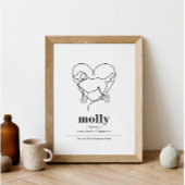 Custom Dog Portrait Golden Retriever Line Art Poster