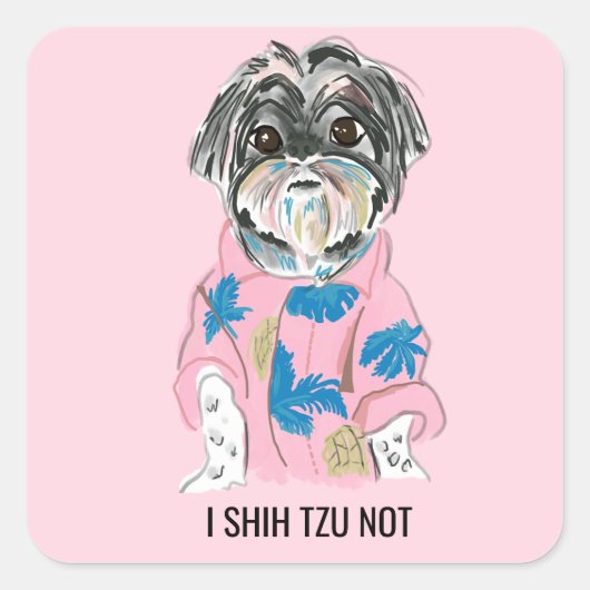 CUSTOM DOG SHIHTZU FÜGEN IHREN EIGENEN QUADRATISCHER AUFKLEBER (Vorderseite)