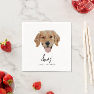Custom Dog Wedding Cocktail Napkins Cheers Moderne Serviette
