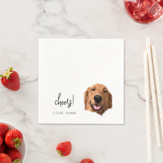 Custom Dog Wedding Cocktail Napkins Cheers Moderne Serviette